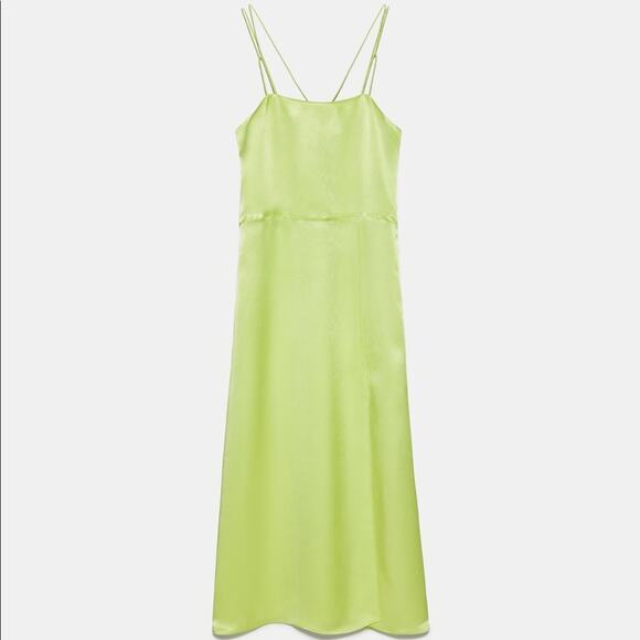 ZARA BLOGGER FAVORITE SATIN MIDI FLOWY DRESS - Picture 12 of 14